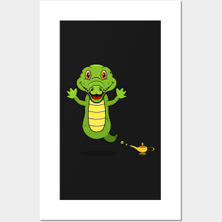 Cute Crocodile Ghost and Flying Posters and Art